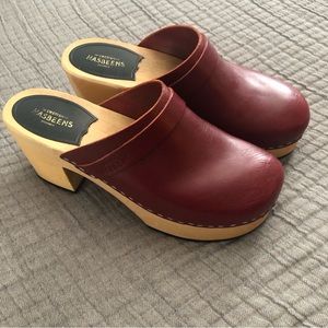 Swedish Hasbeens Red Platform Clogs 39